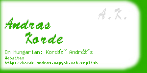 andras korde business card